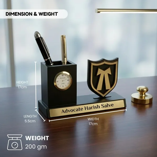 Personalized_Advocate_Pen_Stand_with_Name_&_Clock_|_Wooden_Desk_Organizer_with_Advocate_Emblem_|_Customized_Pencil_Holder_for_Lawyers_|_Office_Desk_Decor_|_Birthday_Gift_for_Advocate