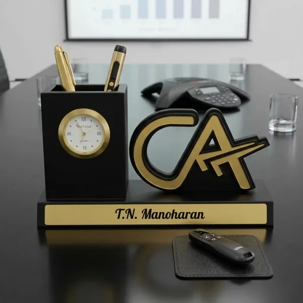 Personalized_CA_Pen_Stand_with_Name_&_Clock,_Wooden_Desk_Organizer_with_Chartered_Accountant_Emblem,_Customized_Pencil_Holder_for_Office_Desk,_Unique_Gift_for_CA,_Birthday_&_Professional_Gift
