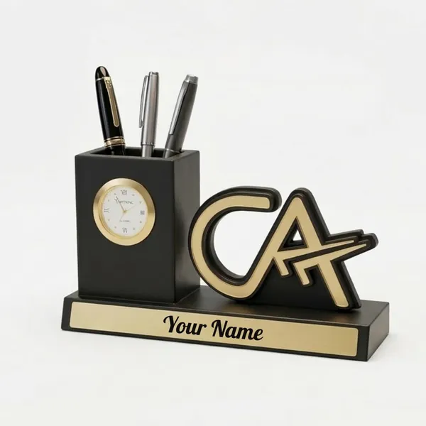 Personalized_CA_Pen_Stand_with_Name_&_Clock,_Wooden_Desk_Organizer_with_Chartered_Accountant_Emblem,_Customized_Pencil_Holder_for_Office_Desk,_Unique_Gift_for_CA,_Birthday_&_Professional_Gift