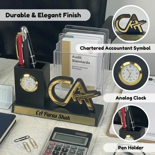 Personalized_CA_Pen_Stand_with_Name_&_Clock,_Wooden_Desk_Organizer_with_Chartered_Accountant_Emblem,_Customized_Pencil_Holder_for_Office_Desk,_Unique_Gift_for_CA,_Birthday_&_Professional_Gift