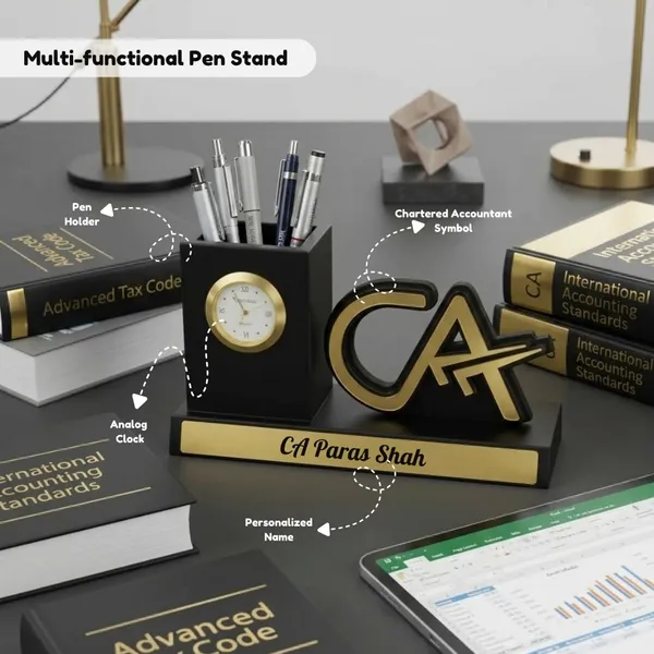 Personalized_CA_Pen_Stand_with_Name_&_Clock,_Wooden_Desk_Organizer_with_Chartered_Accountant_Emblem,_Customized_Pencil_Holder_for_Office_Desk,_Unique_Gift_for_CA,_Birthday_&_Professional_Gift