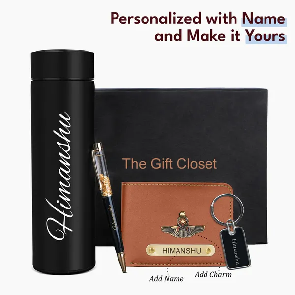 Personalized_Wallet_Key_Chain_Pen_Combo_With_Temperature_Water_Bottle