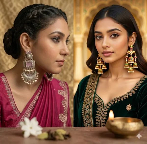 Maitreyi_Peacock_And_Kimaya_Jhumki_Earrings_Multicolor_Alloy_With_Plating__(Pack_Of_2)