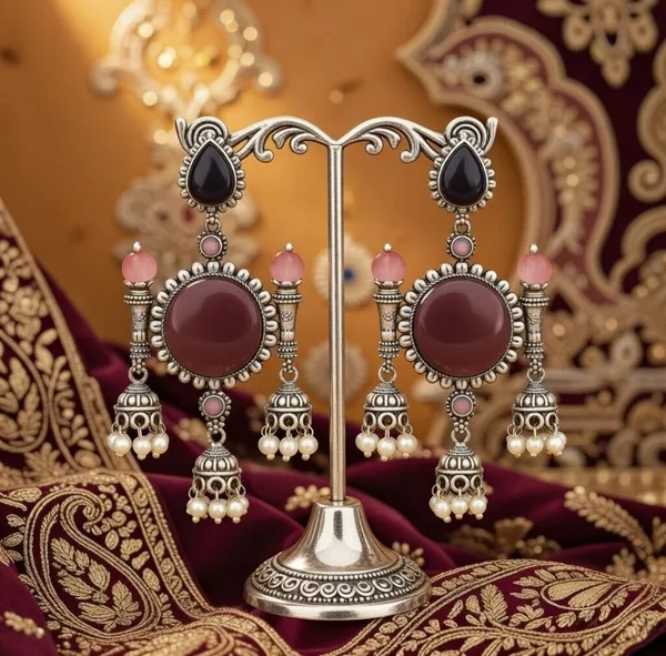 Shobhana_And_Plating_Sulekha_Jhumki_Earrings_Multicolor_Alloy_With_Plating__(Pack_Of_2)