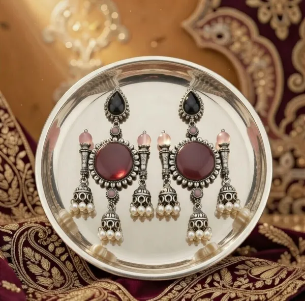Shobhana_And_Plating_Sulekha_Jhumki_Earrings_Multicolor_Alloy_With_Plating__(Pack_Of_2)