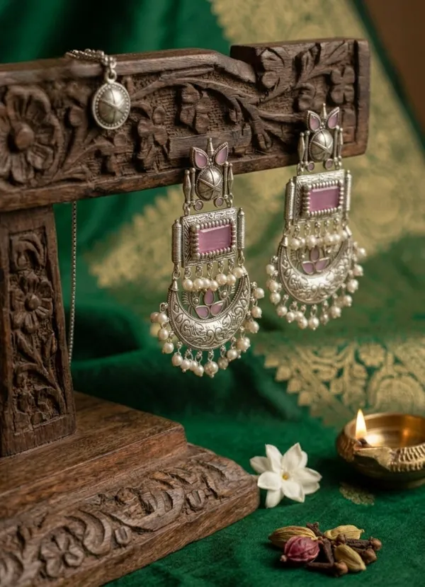 Maitreyi_Peacock_And_Kimaya_Jhumki_Earrings_Multicolor_Alloy_With_Plating__(Pack_Of_2)