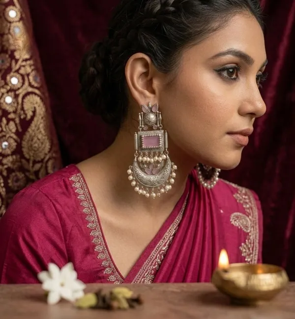 Maitreyi_Peacock_And_Kimaya_Jhumki_Earrings_Multicolor_Alloy_With_Plating__(Pack_Of_2)