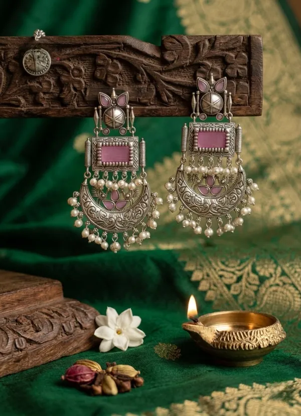 Maitreyi_Peacock_And_Kimaya_Jhumki_Earrings_Multicolor_Alloy_With_Plating__(Pack_Of_2)