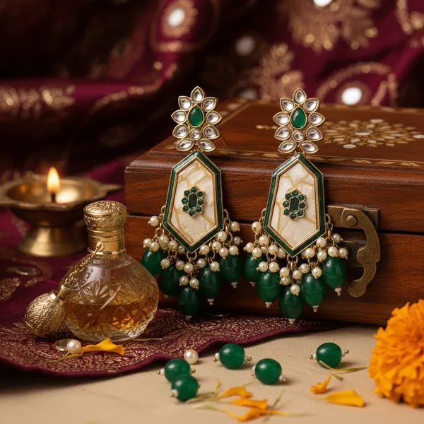 Lavanya_And_Plating_Yashodhara_Jhumki_Earrings_Multicolor_Alloy_With_Kundan_Stones(Pack_Of_2)
