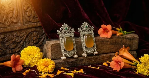 Shipra_Studs_Stud_And_Nilima_Long_Jhumka_Earrings_Multicolor_Alloy_With_Plating_(Pack_Of_2)