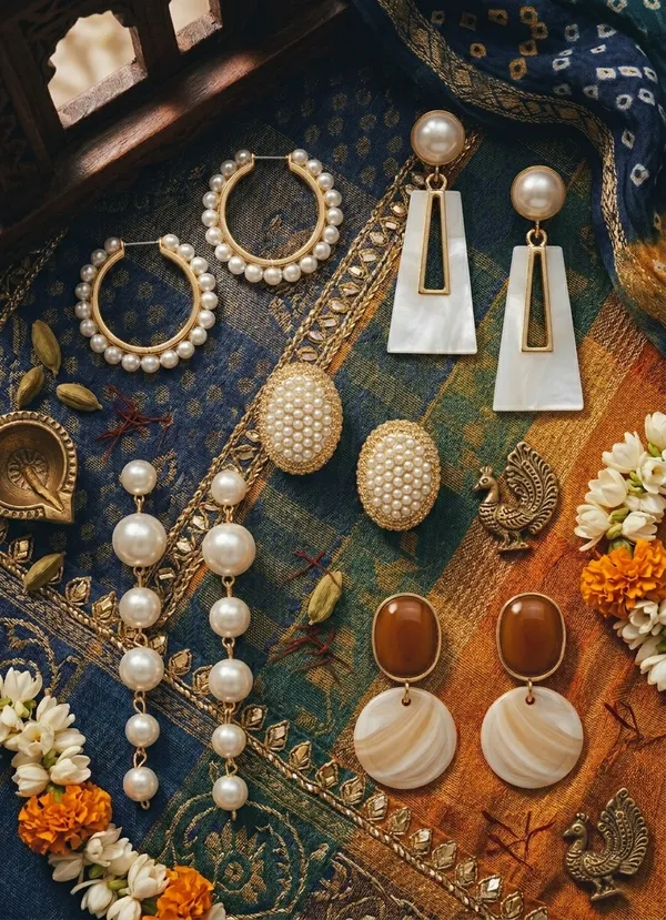 Sushmita_Pearl_Earrings_Set_White_&_Gold_Brass_With_Artificial_Pearls_(Set_Of_5)