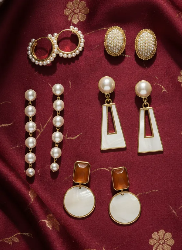 Sushmita_Pearl_Earrings_Set_White_&_Gold_Brass_With_Artificial_Pearls_(Set_Of_5)