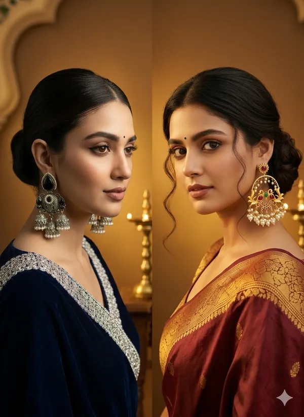 Divyashree_Earrings_Black_And_Silver_Alloy_With_Plating_Shivangi_Traditional_And_Plating_(Pack_Of_2)