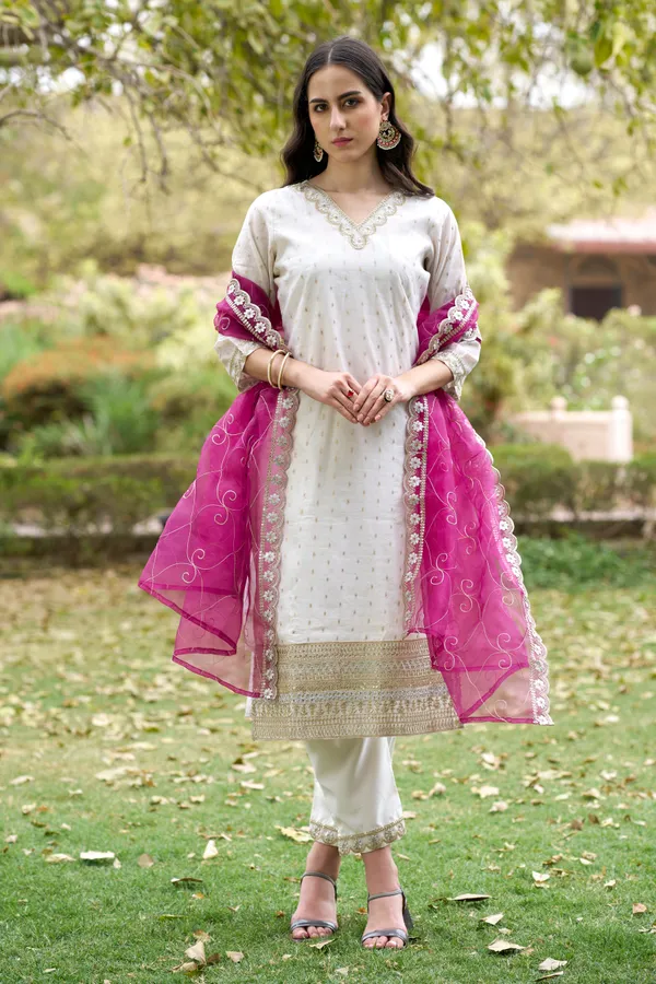 White_And_Pink_Embroidered_Kurta_Set_With_Dupatta_For_Women