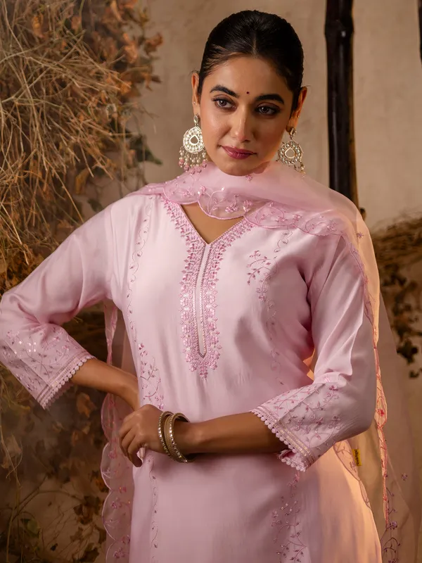 Light_Pink_Embroidered_Silk_Suit_Set_With_Dupatta_For_Women