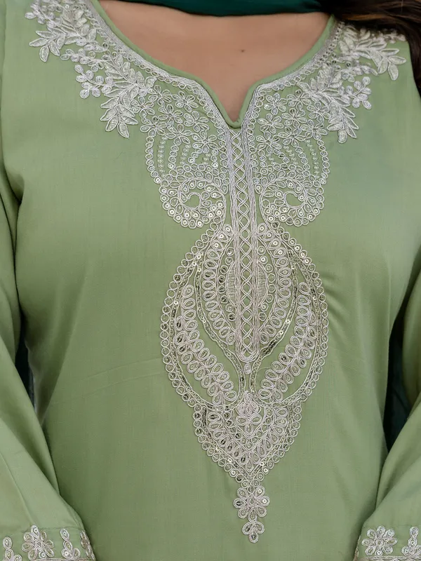Green_Embroidered_Kurta_Set_With_Dupatta_For_Women