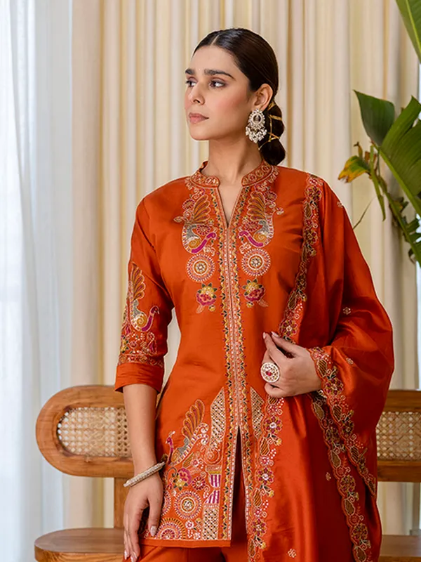 Orange_Embroidered_Kurta_Palazzo_Set_With_Dupatta_For_Women