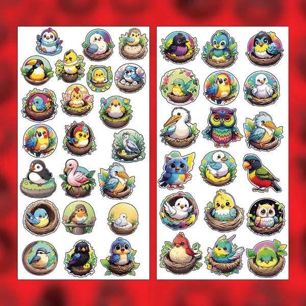 Colorful_Bird_Nest_Sticker_Collection_-_Set_of_48_Decorative_Waterproof_Stickers