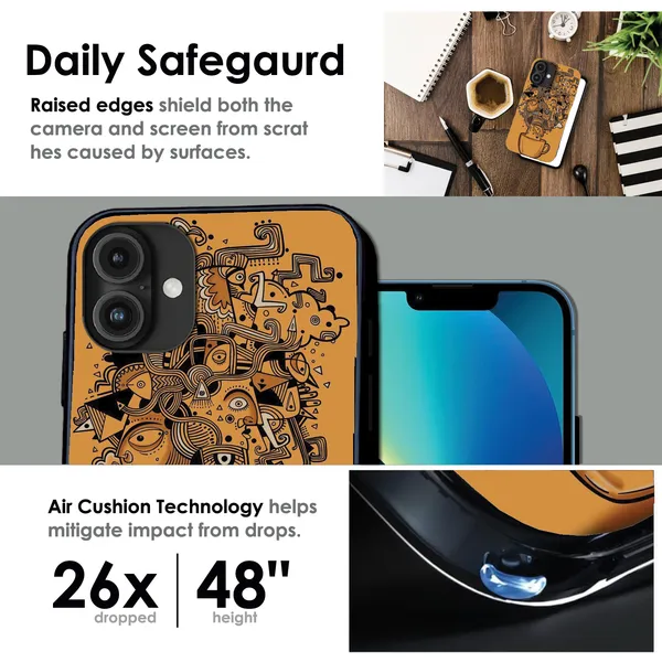 iPhone_15_Pro_Abstract_Coffee_Doodle_Glossy_Metal_Silicone_Case