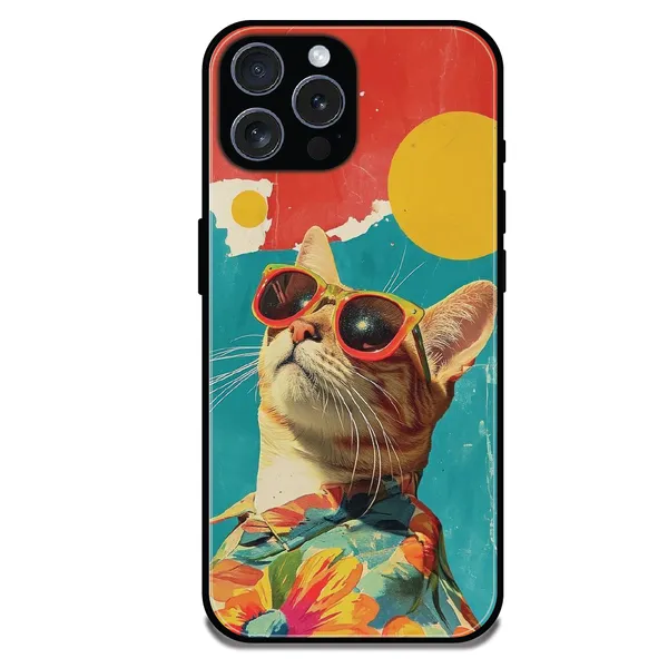 iPhone_15_Pro_Max_Cool_Cat_Summer_Glossy_Metal_Silicone_Case