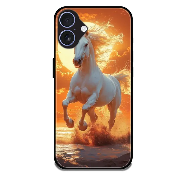 iPhone_16_Majestic_White_Horse_Sunset_Glossy_Metal_Silicone_Case