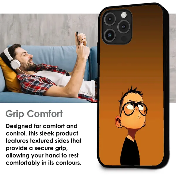 iPhone_16E_Stylish_Cartoon_Boy_Glossy_Metal_Silicone_Case