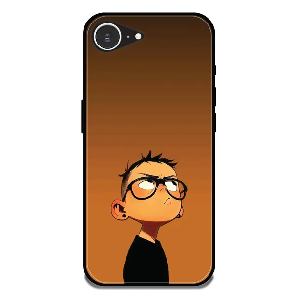 iPhone_16E_Stylish_Cartoon_Boy_Glossy_Metal_Silicone_Case