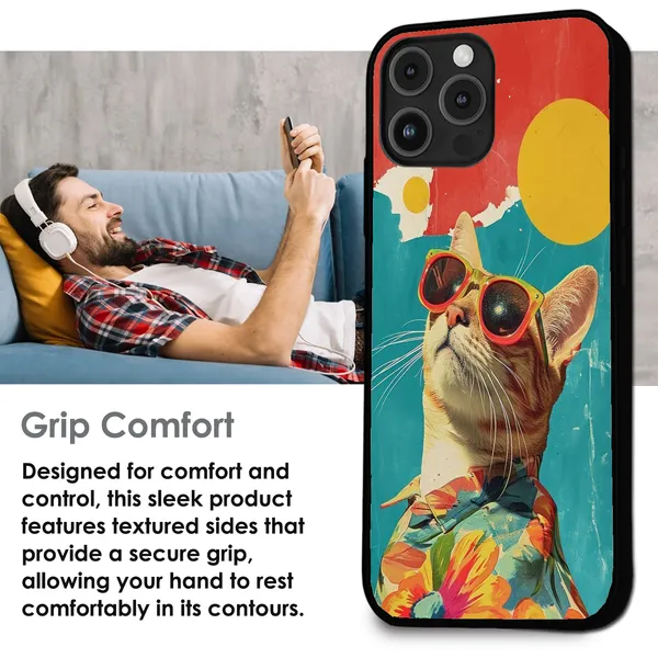 iPhone_16_Plus_Cool_Cat_Summer_Glossy_Metal_Silicone_Case