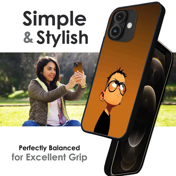 iPhone_16_Plus_Stylish_Cartoon_Boy_Glossy_Metal_Silicone_Case