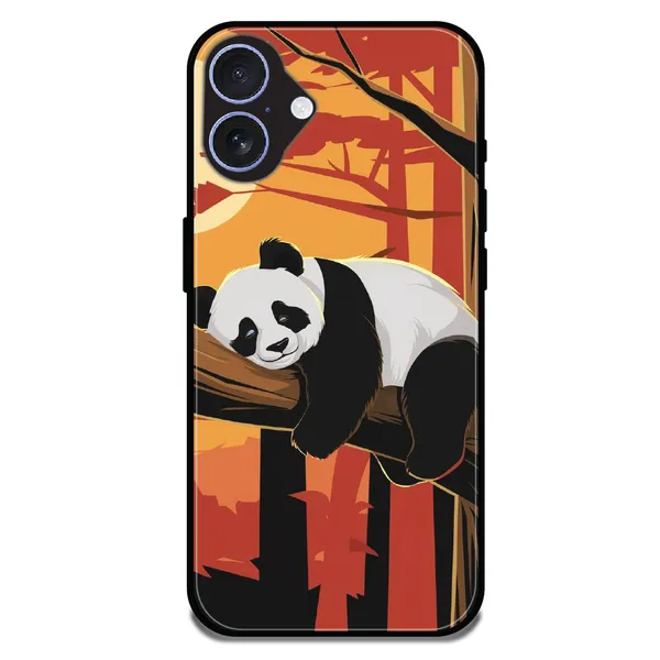iPhone_16_Plus_Sleeping_Panda_Sunset_Glossy_Metal_Silicone_Case