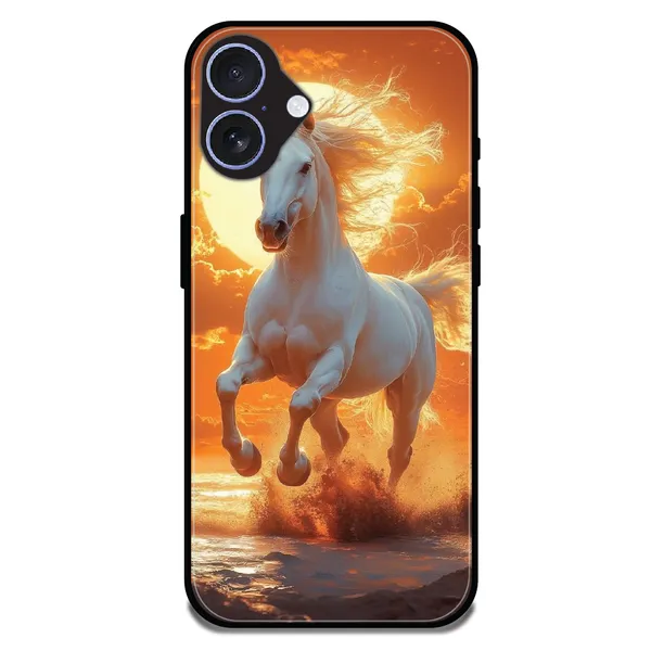 iPhone_16_Plus_Majestic_White_Horse_Sunset_Glossy_Metal_Silicone_Case