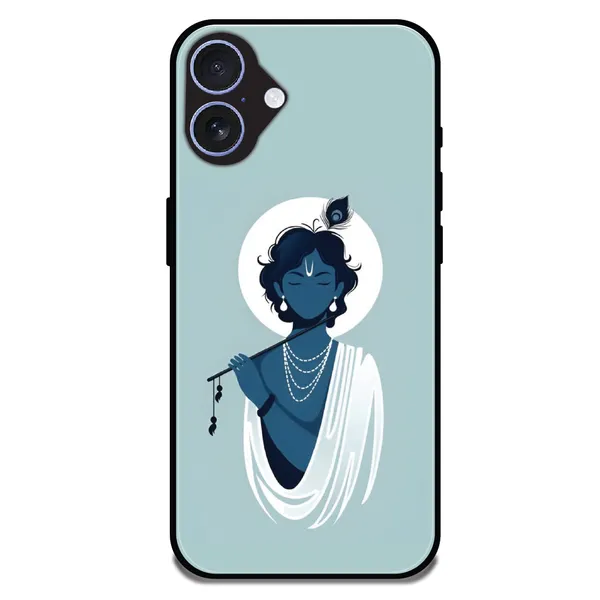 iPhone_16_Plus_Minimal_Krishna_Flute_Art_Glossy_Metal_Silicone_Case