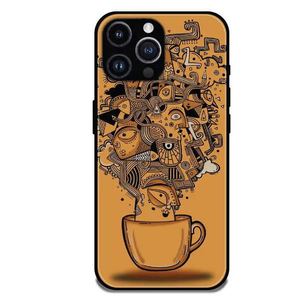 iPhone_16_Pro_Abstract_Coffee_Doodle_Glossy_Metal_Silicone_Case