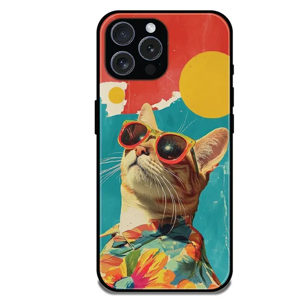 iPhone_16_Pro_Max_Cool_Cat_Summer_Glossy_Metal_Silicone_Case