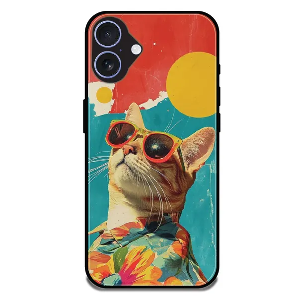 iPhone_17_Cool_Cat_Summer_Glossy_Metal_Silicone_Case