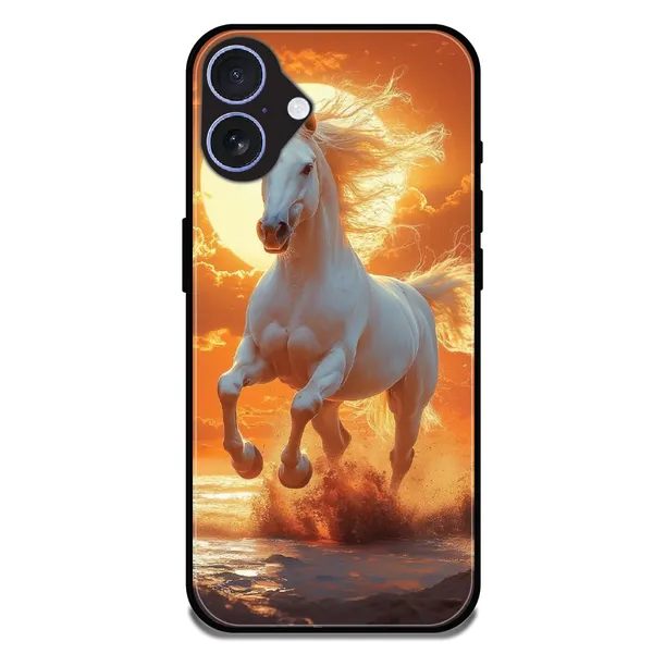 iPhone_17_Majestic_White_Horse_Sunset_Glossy_Metal_Silicone_Case