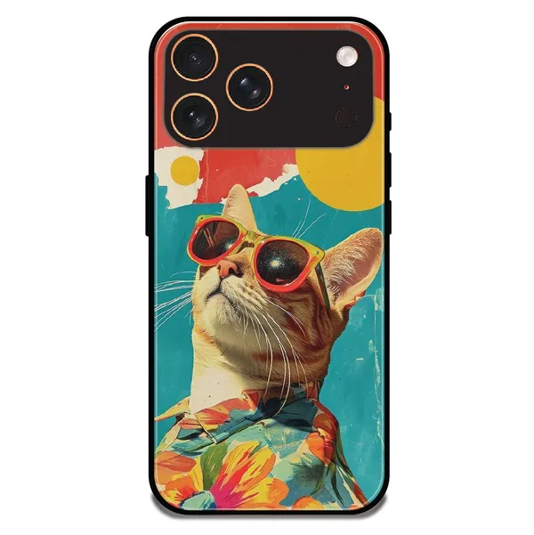 iPhone_17_Pro_Cool_Cat_Summer_Glossy_Metal_Silicone_Case