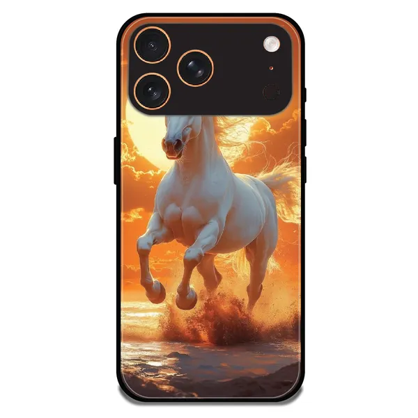 iPhone_17_Pro_Majestic_White_Horse_Sunset_Glossy_Metal_Silicone_Case