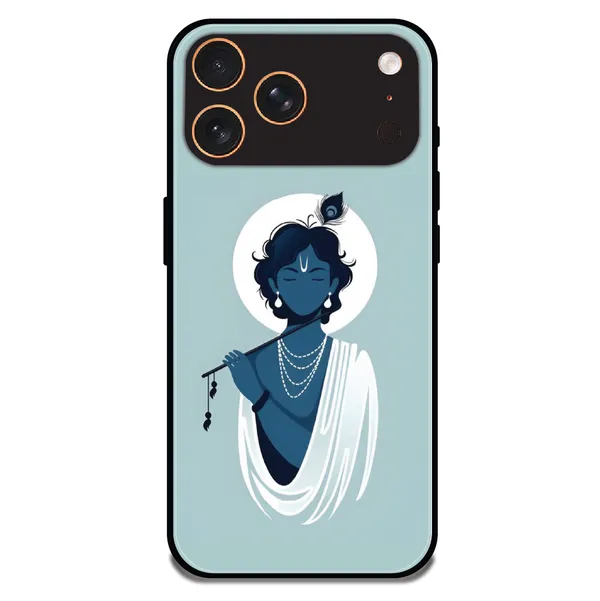 iPhone_17_Pro_Minimal_Krishna_Flute_Art_Glossy_Metal_Silicone_Case