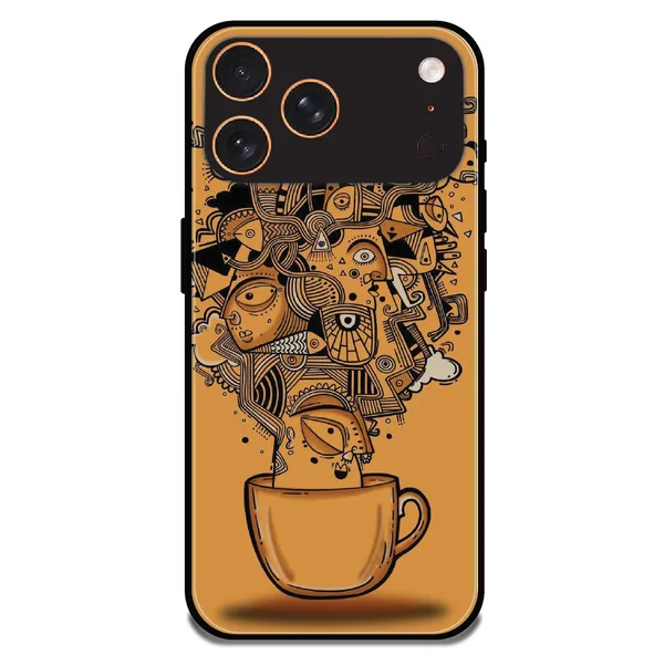 iPhone_17_Pro_Abstract_Coffee_Doodle_Glossy_Metal_Silicone_Case