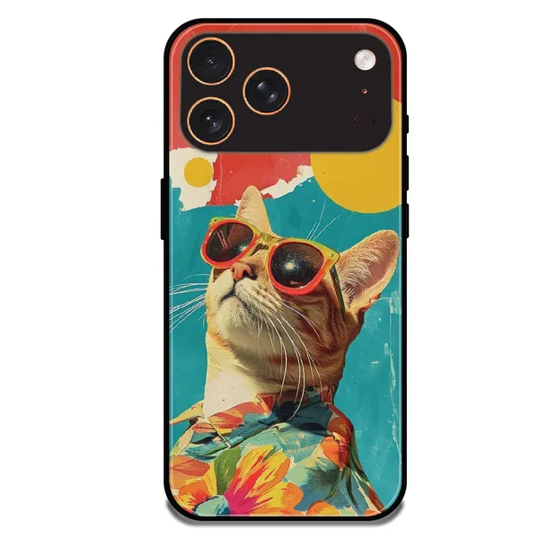 iPhone_17_Pro_Max_Cool_Cat_Summer_Glossy_Metal_Silicone_Case