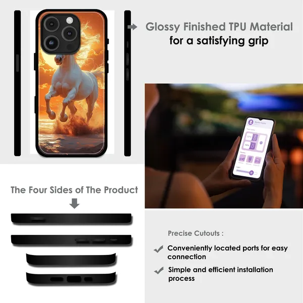 iPhone_17_Pro_Max_Majestic_White_Horse_Sunset_Glossy_Metal_Silicone_Case