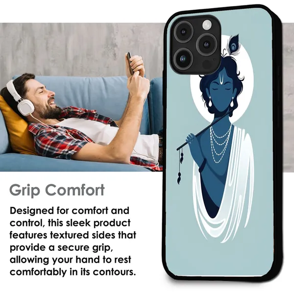 iPhone_17_Pro_Max_Minimal_Krishna_Flute_Art_Glossy_Metal_Silicone_Case