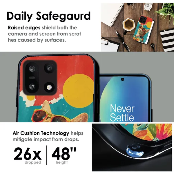 OnePlus_15_Cool_Cat_Summer_Glossy_Metal_Silicone_Case