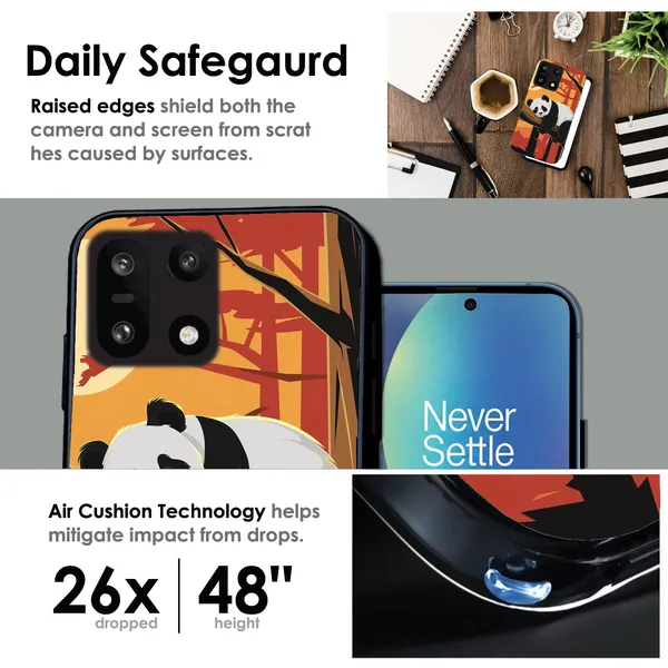 OnePlus_15_Sleeping_Panda_Sunset_Glossy_Metal_Silicone_Case
