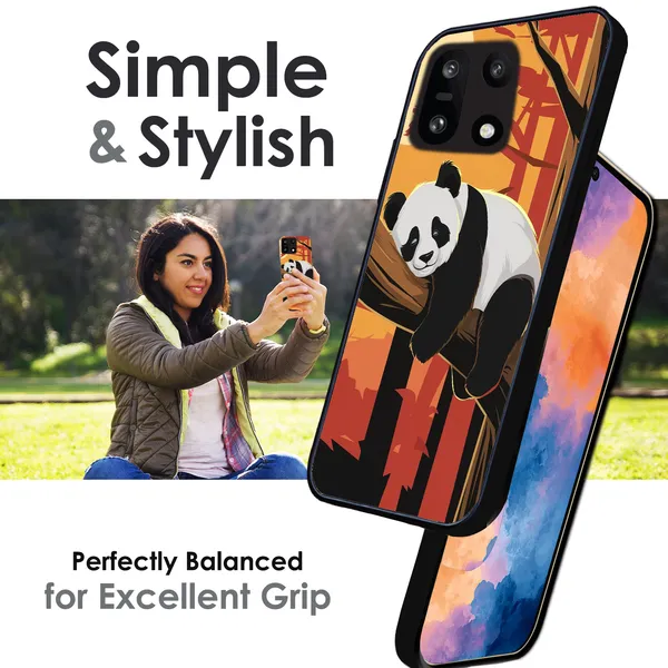 OnePlus_15_Sleeping_Panda_Sunset_Glossy_Metal_Silicone_Case
