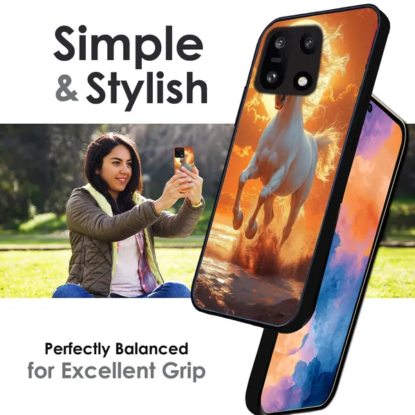OnePlus_15_Majestic_White_Horse_Sunset_Glossy_Metal_Silicone_Case