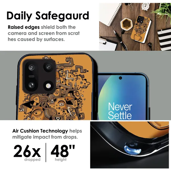 OnePlus_15_Abstract_Coffee_Doodle_Glossy_Metal_Silicone_Case