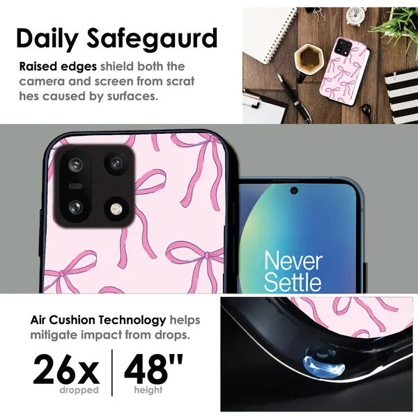 OnePlus_15_Pink_Bows_Glossy_Metal_Silicone_Case