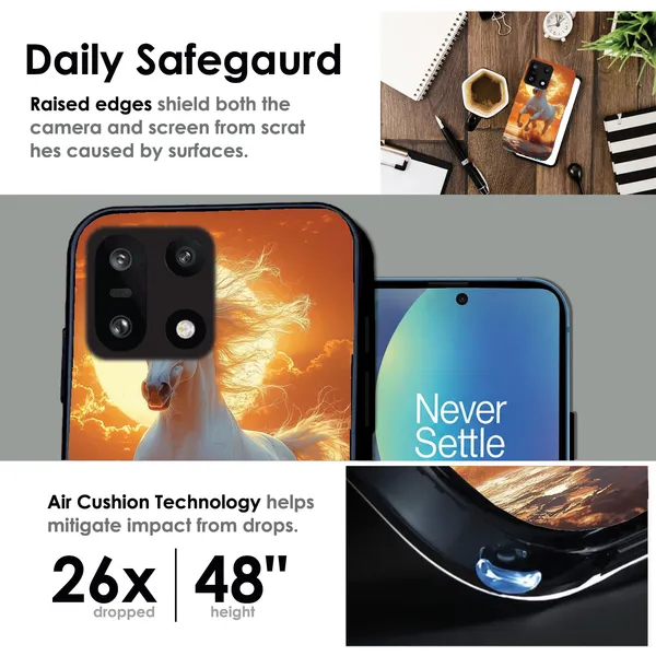 OnePlus_Nord_5_Majestic_White_Horse_Sunset_Glossy_Metal_Silicone_Case